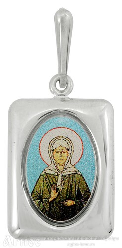 Нательная иконка Матроны Московской из серебра, фото 1