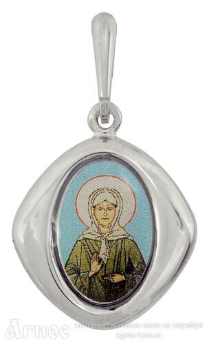 Нательная иконка Матроны Московской из серебра, фото 1
