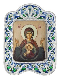 Икона Божьей Матери "Знамение" из серебра