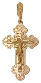 Православный нательный крест трилистниковый из серебра с позолотой