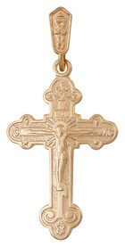 Серебряный нательный крест трилистниковый с позолотой