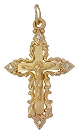 Нательный позолоченный крестик женский с фианитом
