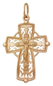 Православный нательный крест терновый венец из серебра с позолотой