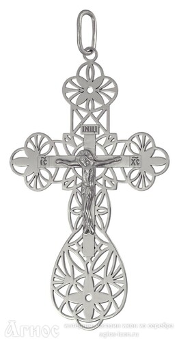 Серебряный ажурный крестик женский, фото 1