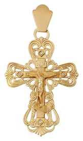 Женский крестик позолоченный с фианитом
