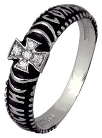 Женский православный серебряный перстень с эмалью
