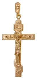 Православный нательный крест осмиконечный из серебра с позолотой