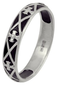 Кольцо с крестом серебряное