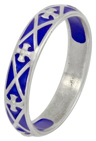 Православное кольцо из серебра с синей эмалью и крестами