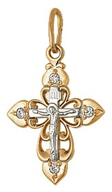 Золотой крестик для девушки с бриллиантом