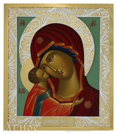 Икона Божьей Матери "Игоревская" из серебра с позолотой, фото 1