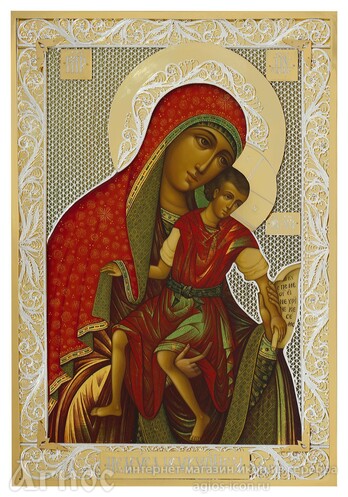 Икона Божьей Матери "Милостивая (Киккская)" из серебра с позолотой, фото 1