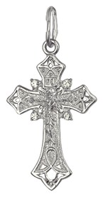 Серебряный женский крестик с фианитом