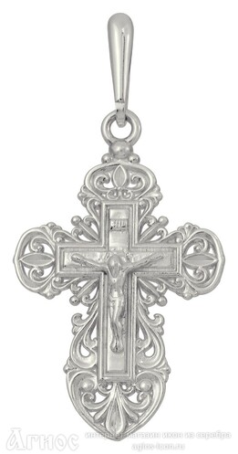 Красивый серебряный нательный крестик Трилистниковый , фото 1