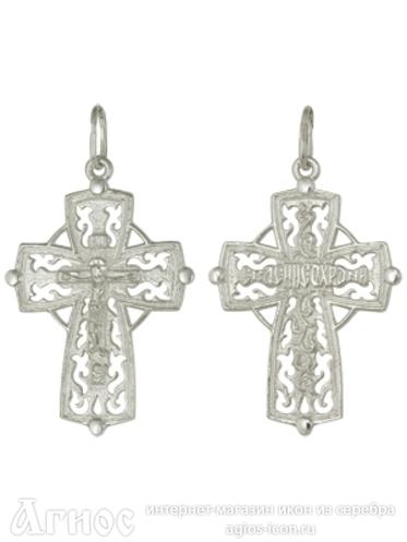 Православный нательный крест терновый венец из серебра, фото 1