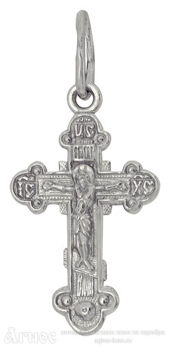 Православный нательный крест трилистниковый из серебра, фото 1