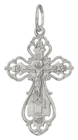 Православный нательный крест трилистниковый из серебра