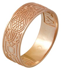 Позолоченное венчальное кольцо с молитвой "Господи, помилуй"
