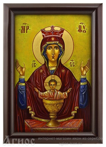 Икона Божьей Матери "Неупиваемая чаша" из серебра, фото 1