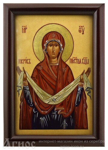 Икона Божьей Матери "Покров Богородицы" из серебра, фото 1