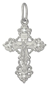 Серебряный женский крестик с фианитом