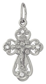 Нательный серебряный крестик детский с фианитом