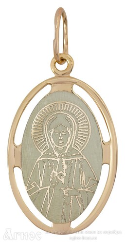 Нательная иконка Матроны Московской из серебра с позолотой, фото 1