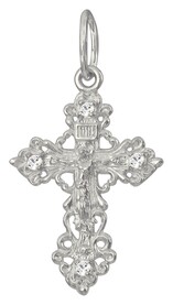Детский крестик серебряный с фианитом