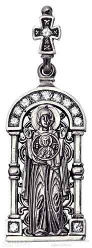 Нательная иконка Божьей Матери "Ярославская " из серебра, фото 1