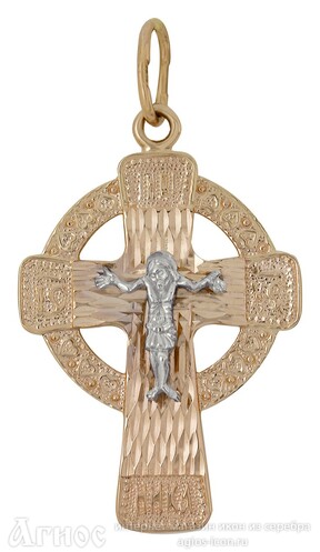 Православный нательный крест терновый венец из золота, фото 1