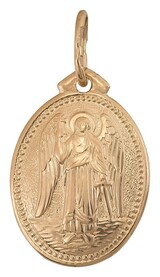 Нательная иконка ангела-хранителя из серебра с позолотой