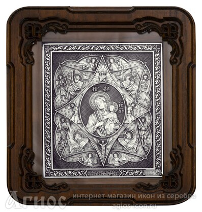 Икона Божьей Матери "Неопалимая купина" из серебра, фото 1