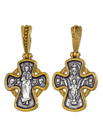 Православный нательный крест терновый венец из серебра с позолотой