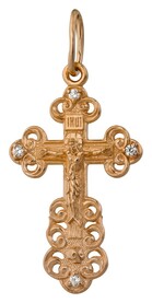Женский крестик позолоченный с фианитом