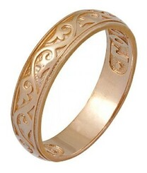 Позолоченное венчальное кольцо с молитвой "Господи, помилуй"