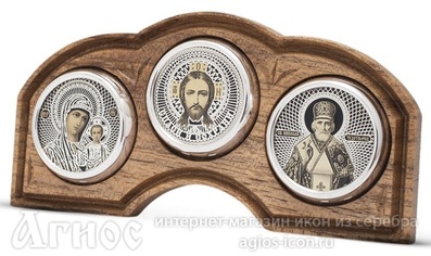 Автомобильная икона триптих Спаситель, Богородица, Николай Мирликийский, фото 1