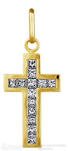 Крест золотой православный с бриллиантами, фото 1