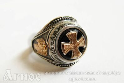 Православный перстень «Ангел Хранитель» с ониксом, фото 1