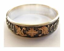 Кольцо «Спаси и сохрани»  с золотой накладкой «Православный Оберег»