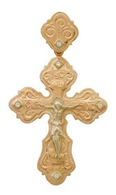 Нательный золотой крестик женский с фианитом