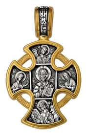 Нательный позолоченный крест для мужчины "Сергий Радонежский"