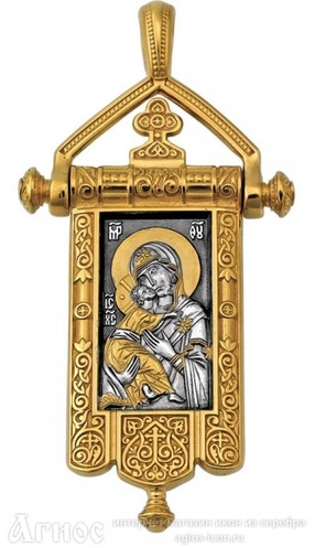 Нательная иконка Божьей Матери "Владимирская. Процветший Крест", фото 1