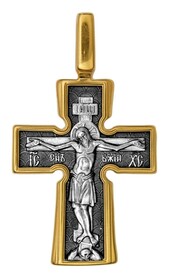 Нательный крест Распятие с иконами Богородицы Воплощение и ликами святых