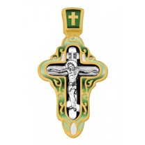 Женский крестик позолоченный с эмалью