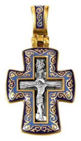 Нательный крест Распятие с цветной эмалью