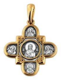 Нательный позолоченный крест для мужчины "Господь Вседержитель"