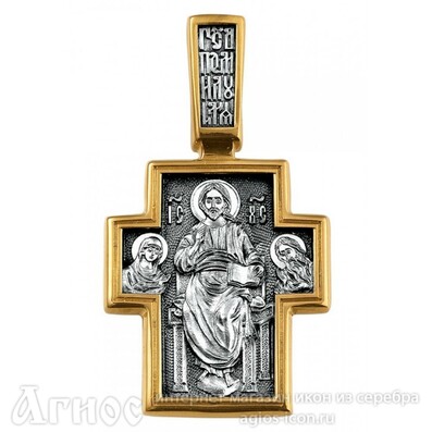 Нательный крест Господь Вседержитель с ликом Богородицы и святых, фото 1