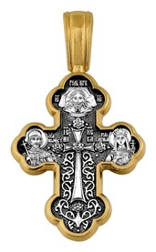 Нательный крест Крестовоздвижение с иконой Богородицы Донская, Архангела Михаила и ликами святых