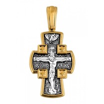 Нательный крест Распятие c иконой Ангела Хранителя