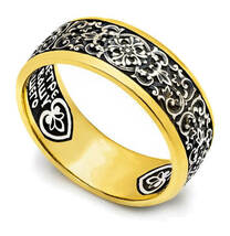 Серебряное кольцо для мужчины с молитвой к Петру и Февронии